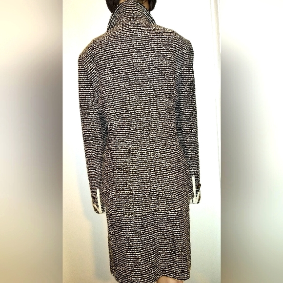 CARLISLE 8/10 BOUCLE EYELASH BLACK WHITE WOOL BLEND GROSGRAIN TAILOR SKIRT SUIT - Picture 8 of 12